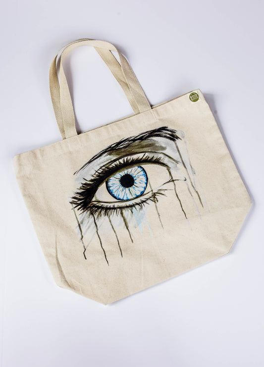 Zero Plastic ECOBAG Recycled Cotton Reusable Shopping Tote Bag - "Eye Am Resilient"
